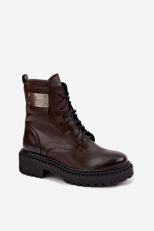 Botins femininos quentes com detalhes decorativos Zazoo 60574 na cor chocolate