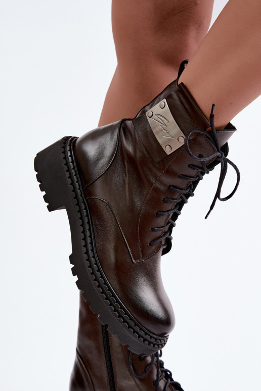 Botins femininos quentes com detalhes decorativos Zazoo 60574 na cor chocolate