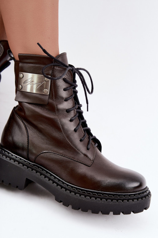 Pele Botas aquecimento Feminino Com decorações Detalem Zazoo 60574 CzekoladoParae