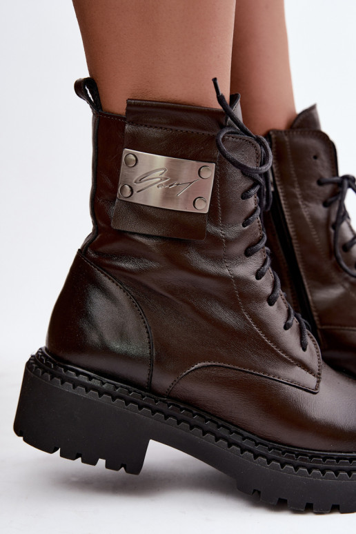 Pele Botas aquecimento Feminino Com decorações Detalem Zazoo 60574 CzekoladoParae