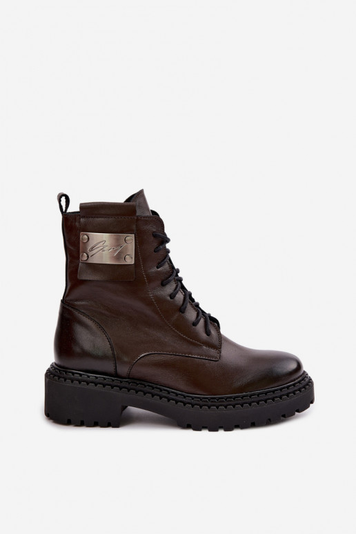Botins femininos quentes com detalhes decorativos Zazoo 60574 na cor chocolate