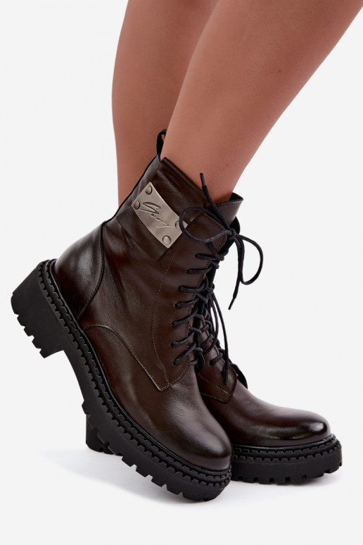 Pele Botas aquecimento Feminino Com decorações Detalem Zazoo 60574 CzekoladoParae