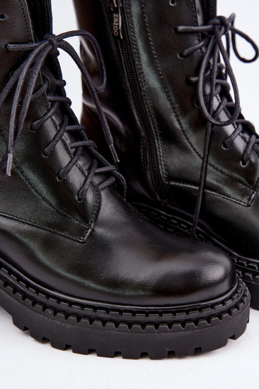 Botins femininos quentes com detalhes decorativos Zazoo 60574 na cor preta