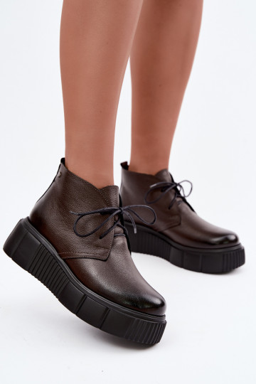Sapatos femininos quentes em plataforma Zazoo 60588 na cor chocolate