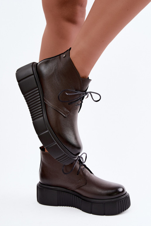 Sapatos femininos quentes em plataforma Zazoo 60588 na cor chocolate