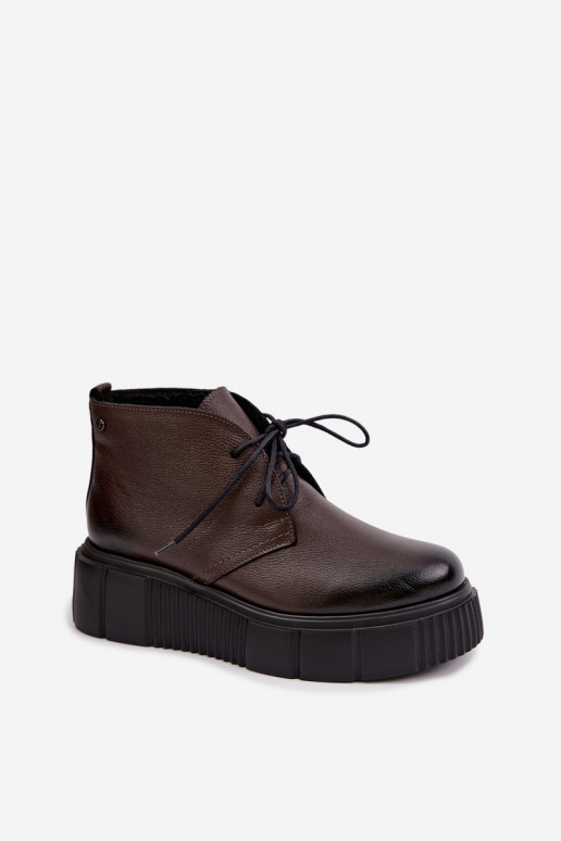 Sapatos femininos quentes em plataforma Zazoo 60588 na cor chocolate