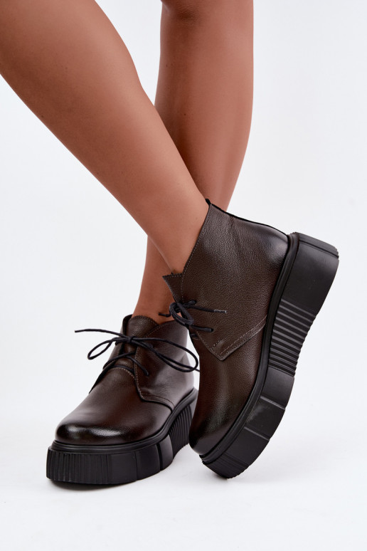 Sapatos femininos quentes em plataforma Zazoo 60588 na cor chocolate
