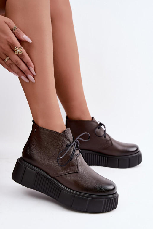 Sapatos femininos quentes em plataforma Zazoo 60588 na cor chocolate