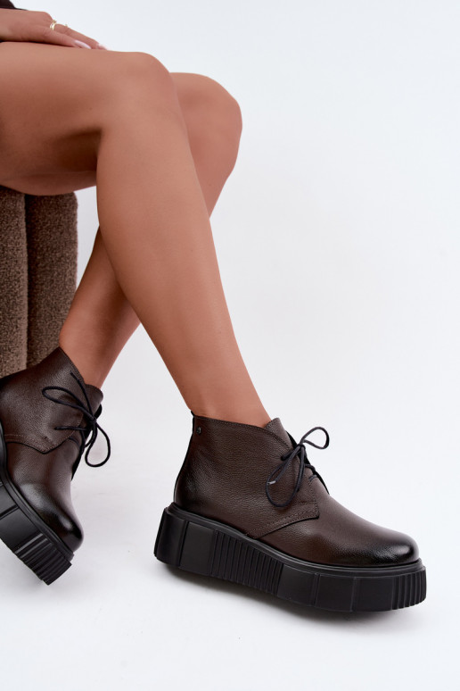 Sapatos femininos quentes em plataforma Zazoo 60588 na cor chocolate