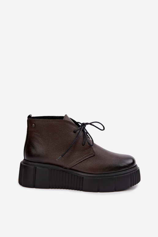 Sapatos femininos quentes em plataforma Zazoo 60588 na cor chocolate