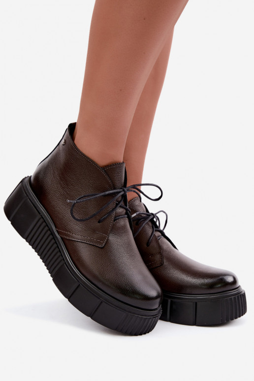 Sapatos femininos quentes em plataforma Zazoo 60588 na cor chocolate