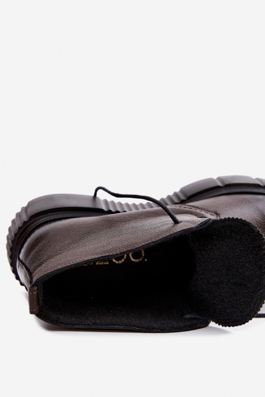 Sapatos femininos quentes em plataforma Zazoo 60588 na cor chocolate