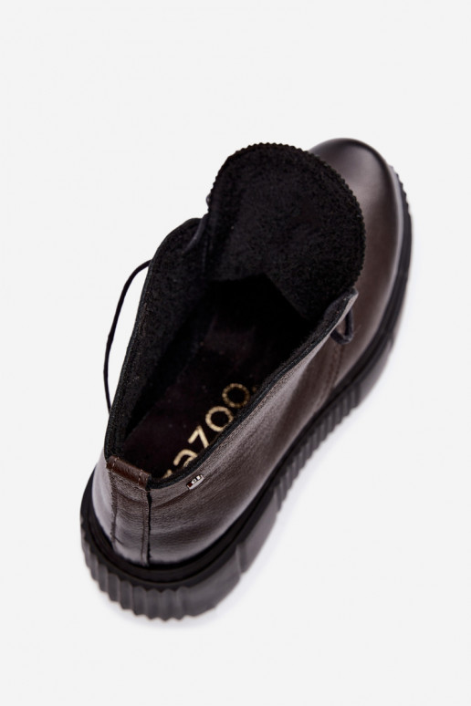 Sapatos femininos quentes em plataforma Zazoo 60588 na cor chocolate