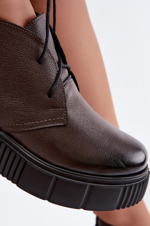 Sapatos femininos quentes em plataforma Zazoo 60588 na cor chocolate