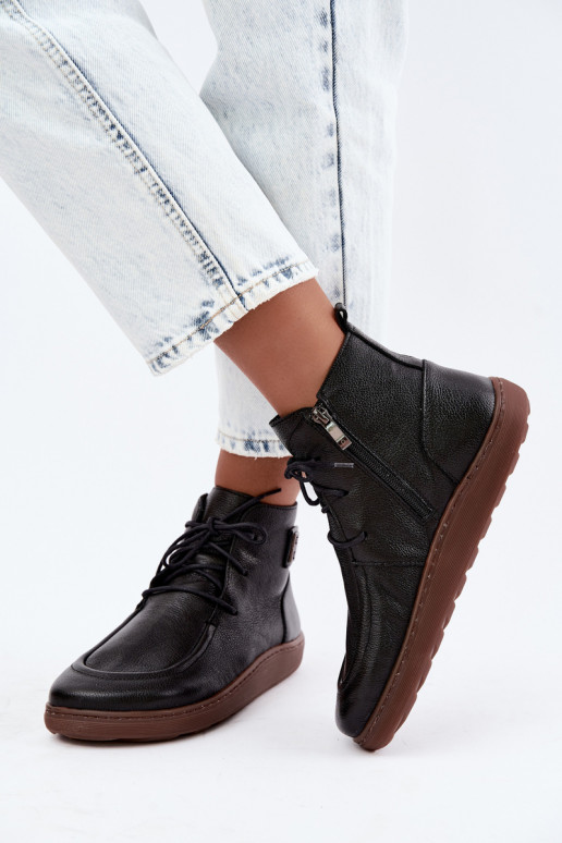 Sapatos femininos quentes Barefoot Zazoo 3077 na cor preta