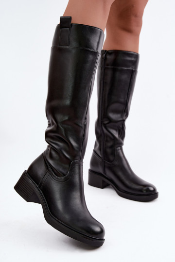 botas De salto baixo aquecimento Sergio Leone KZ-22 cor preta