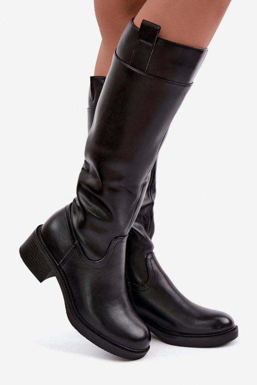 botas De salto baixo aquecimento Sergio Leone KZ-22 cor preta