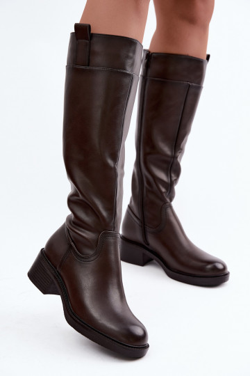 botas De salto baixo aquecimento Sergio Leone KZ-22 CzekoladoParae