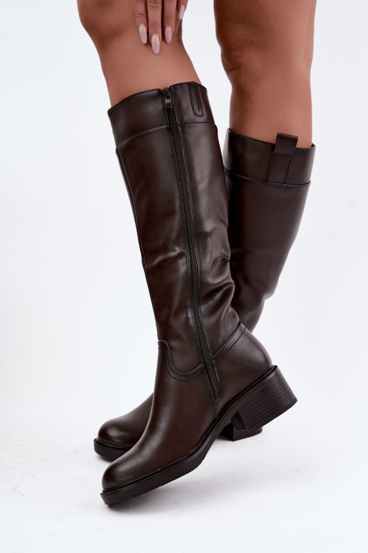 botas De salto baixo aquecimento Sergio Leone KZ-22 CzekoladoParae