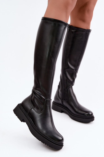 aquecimento botas femininas com salto largo Sergio Leone KZ-02 cor preta