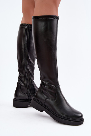 aquecimento botas femininas com salto largo Sergio Leone KZ-02 cor preta 2