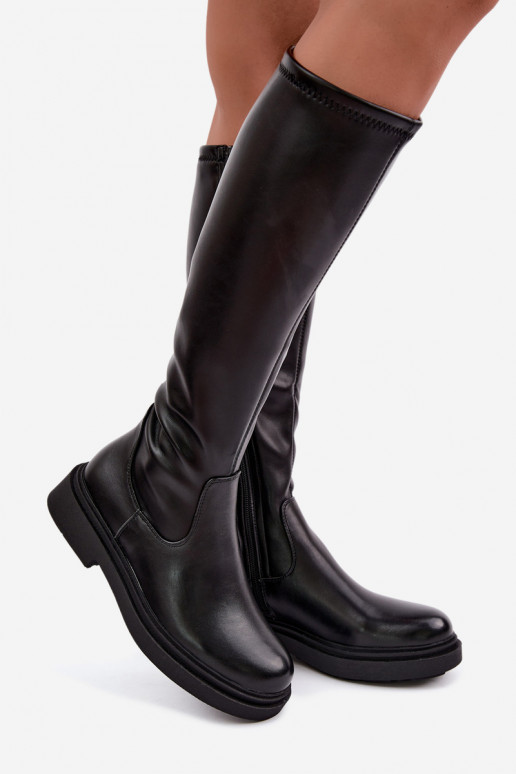 aquecimento botas femininas com salto largo Sergio Leone KZ-02 cor preta