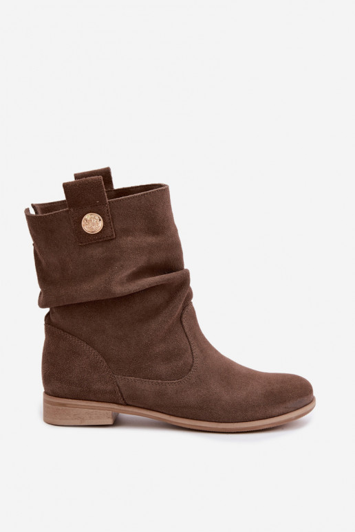 Pele Sapatos de camurça Feminino Com babados aquecimento Zazoo 4210 cor marrom