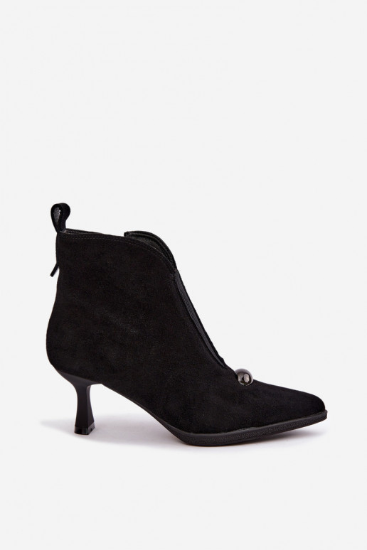 Pele Sapatos de camurça Feminino com salto aquecimento T.Sokolski S2 Z26-281 cor preta