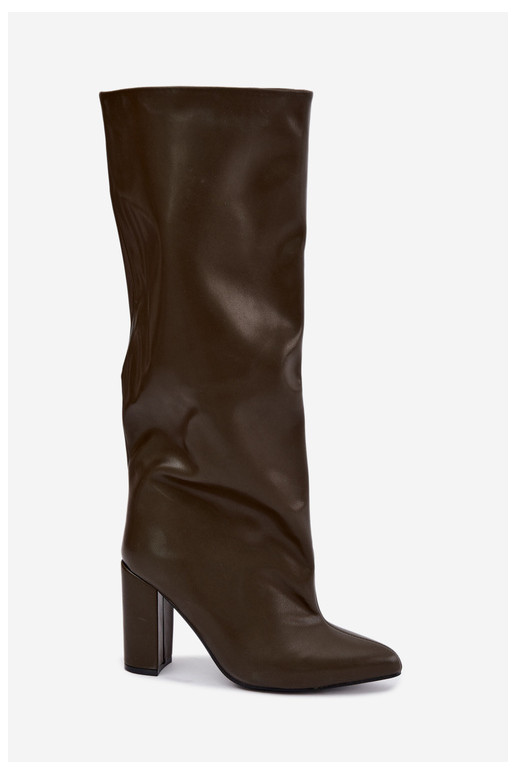Botins caqui com salto Emeline