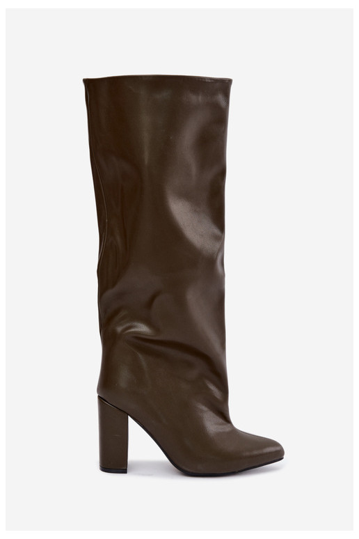 Botins caqui com salto Emeline
