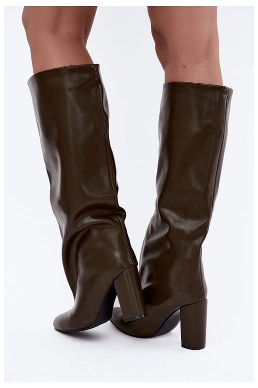 Botins caqui com salto Emeline