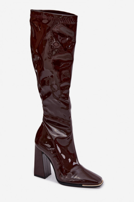 Botas de salto bordô acima do joelho Mlokva