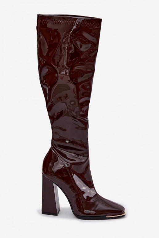 Botas de salto bordô acima do joelho Mlokva