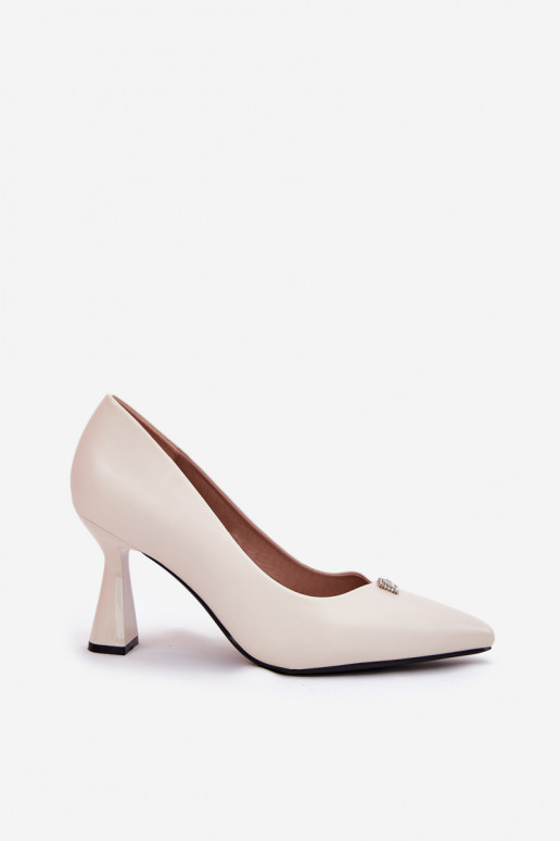 Sapatos de estilo elegante com salto alargado Vinceza 62222 cor de areia