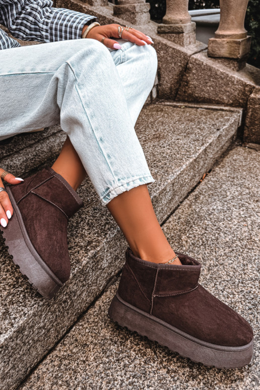 Botas de neve femininas isoladas com plataforma e pelo por dentro CzekoladoĮe Vesirae