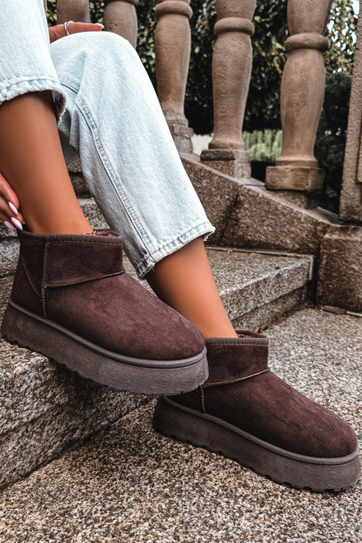 Botas de neve femininas isoladas com plataforma e pelo por dentro CzekoladoĮe Vesirae