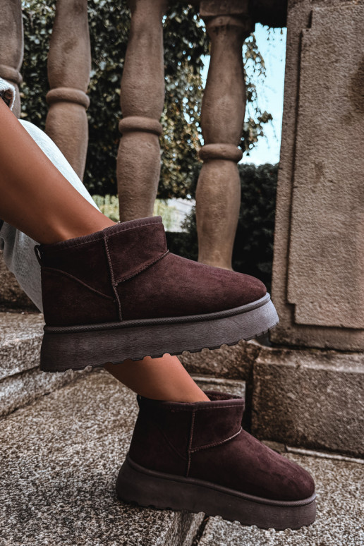 Botas de neve femininas isoladas com plataforma e pelo por dentro CzekoladoĮe Vesirae