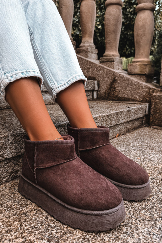 Botas de neve femininas isoladas com plataforma e pelo por dentro CzekoladoĮe Vesirae