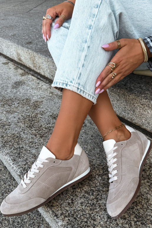 Tênis Barefoot com bordados em cor de areia Zazoo N1414