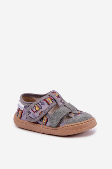 Chinelos infantis Barefoot Milami em cinza Lumi