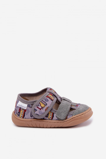 Chinelos infantis Barefoot Milami em cinza Lumi 2