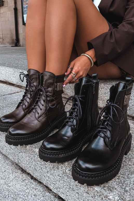 Botins femininos quentes com detalhes decorativos Zazoo 60574 na cor preta