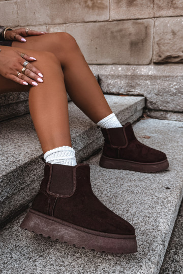 botas de neve para mulheres com plataforma Big Star UU274174 na cor chocolate