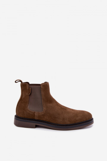 botins elegantes para homens em camurça sintética Big Star UU174277 na cor caqui 2