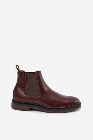 botins elegantes para homens em couro genuíno Big Star UU174279 na cor castanho escuro 2