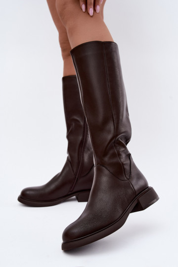 botas altas para mulheres com saltos largos isoladas D&A JC62-1036 na cor chocolate 2