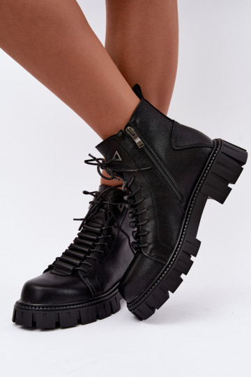botins para mulheres com plataforma D&A JC62-1044 na cor preta