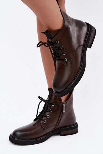 botins isolados com saltos largos D&A CR62-3337 na cor chocolate