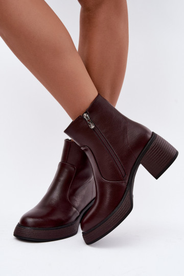 Botins de couro forrados com saltos D&A CR62-3369 bordô
