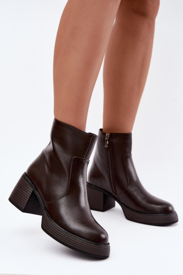 Botins de couro forrados com saltos D&A CR62-3369 chocolate 2